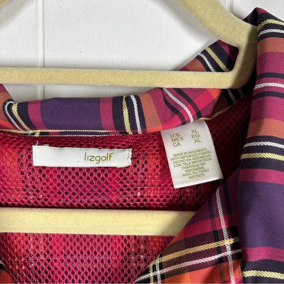 Liz Golf Pink Plaid Long Sleeve Quarter Zip Pullover Jacket Extra Large - Picture 9 of 10